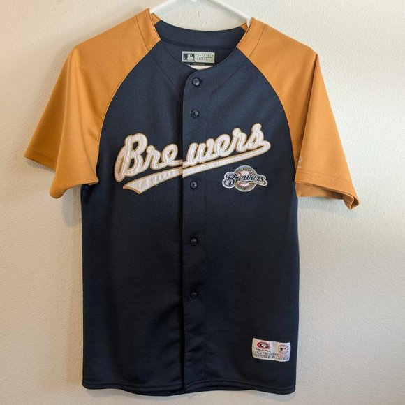 *5/$25* Boy's Button-up Brewers Shirt - Youth Size Medium (12) - Picture 1 of 5